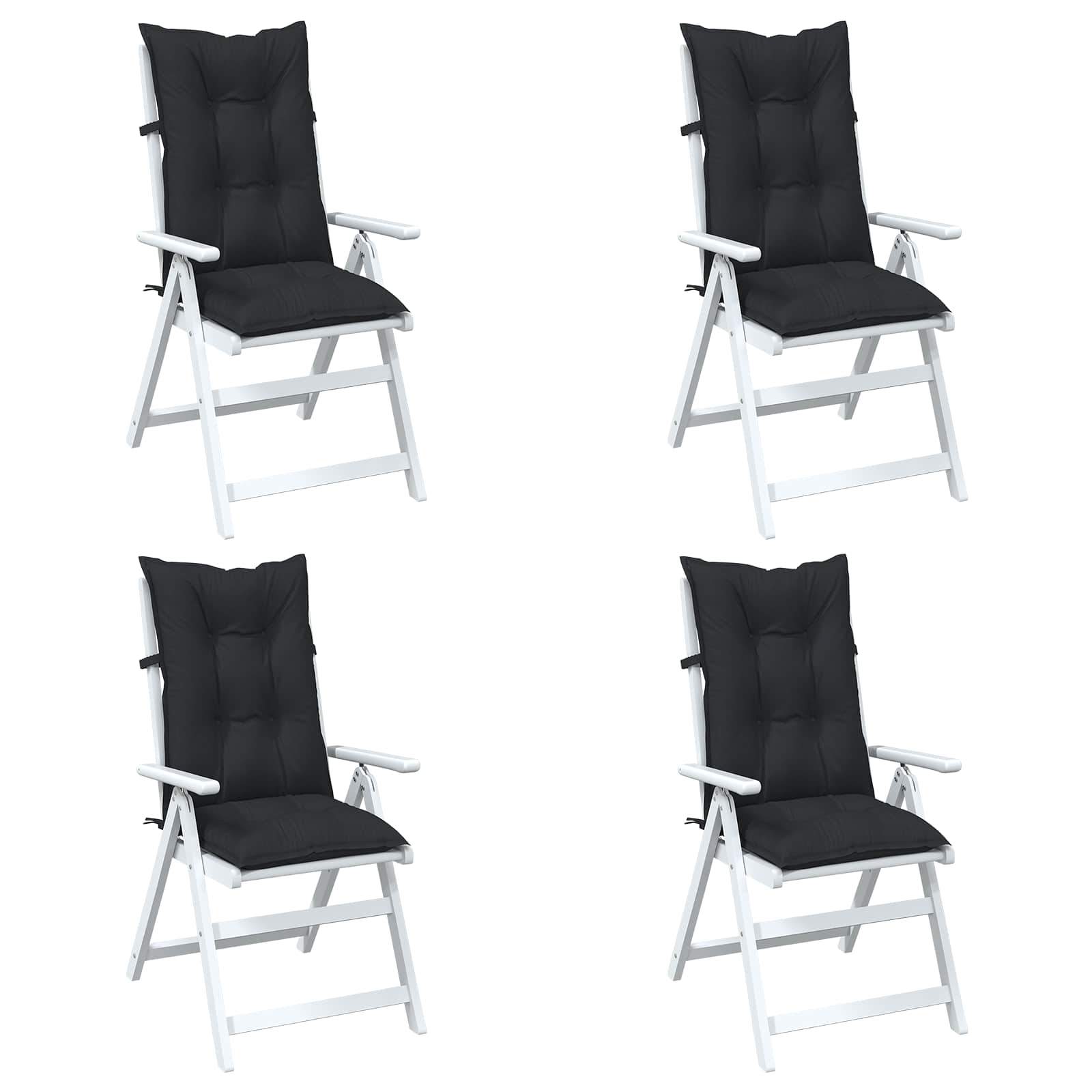 Højrygget Stol Pudepakke 4 pcs Melange Sort 120 x 50 x 7 cm