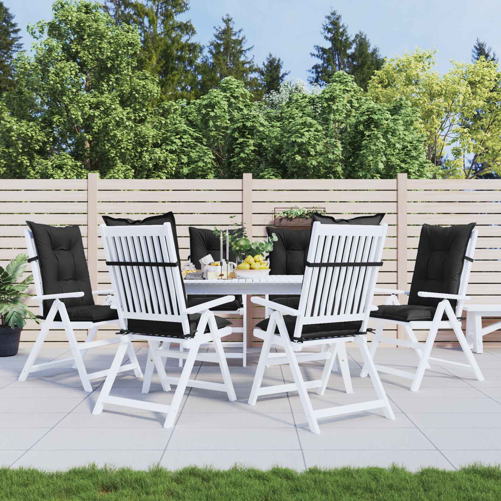 Højrygget Stol Pudepakke 6 pcs Melange Sort 120 x 50 x 7 cm