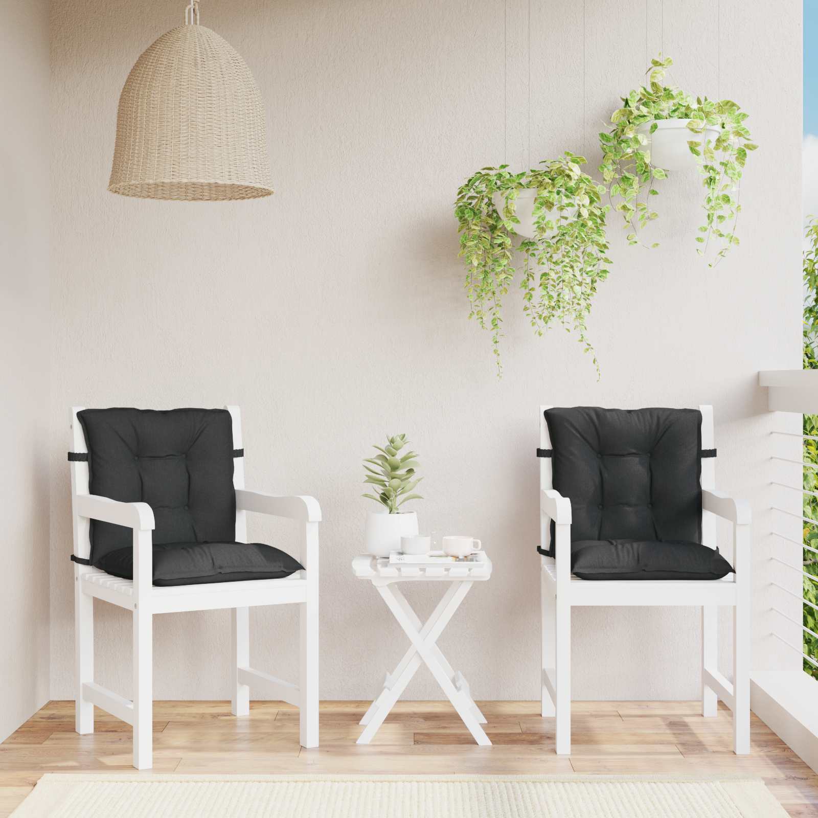 Lavrygget Stolepuder Sæt 2 pcs Melange Sort 100 x 50 x 7 cm