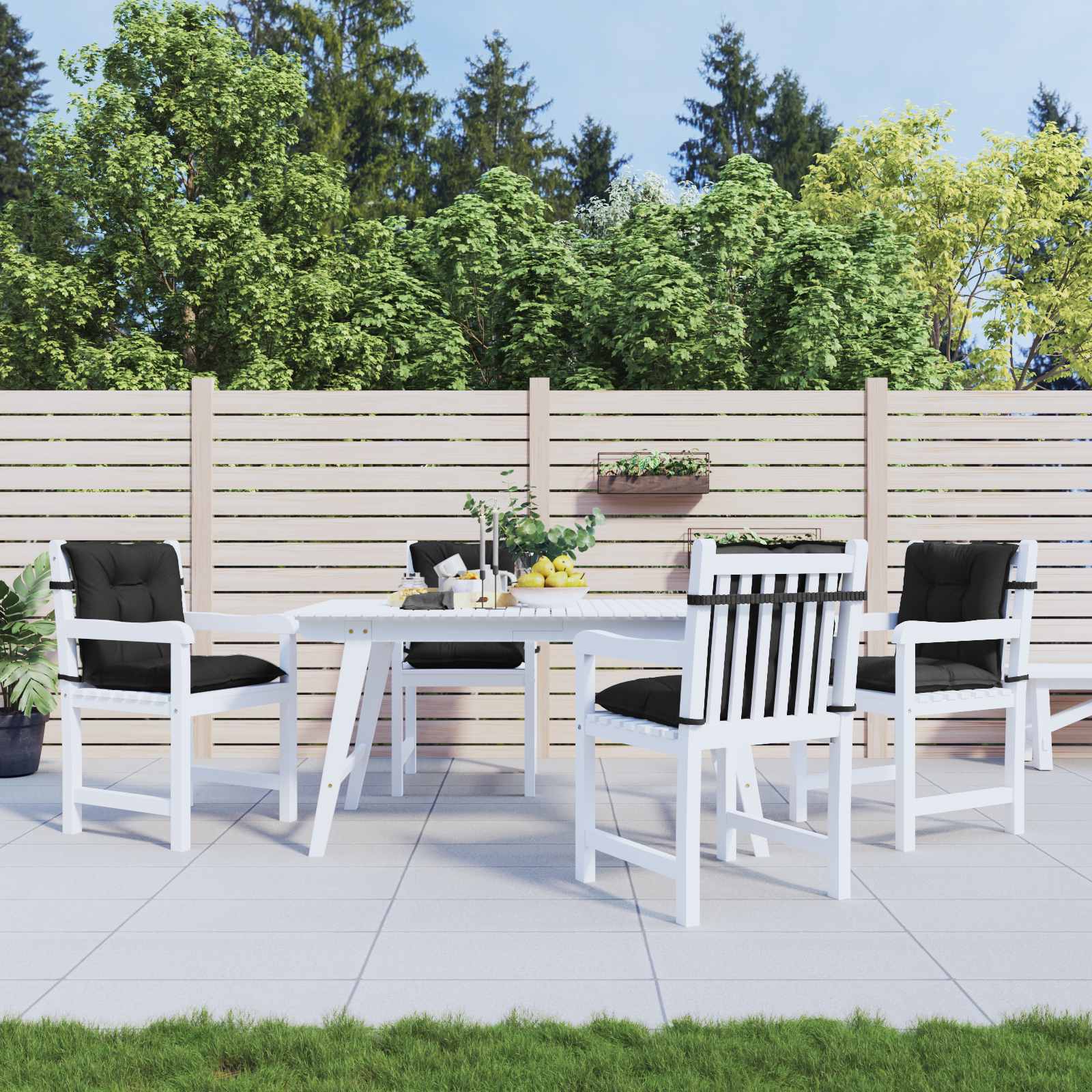 Lavrygget Stolepuder Sæt 4 pcs Melange Sort 100 x 50 x 7 cm
