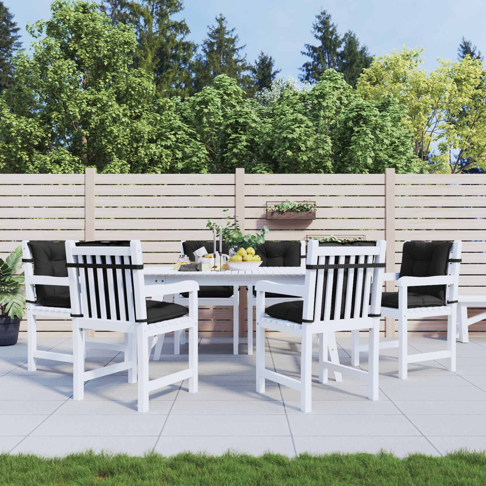 Lavrygget Stolepuder Sæt 6 pcs Melange Sort 100 x 50 x 7 cm