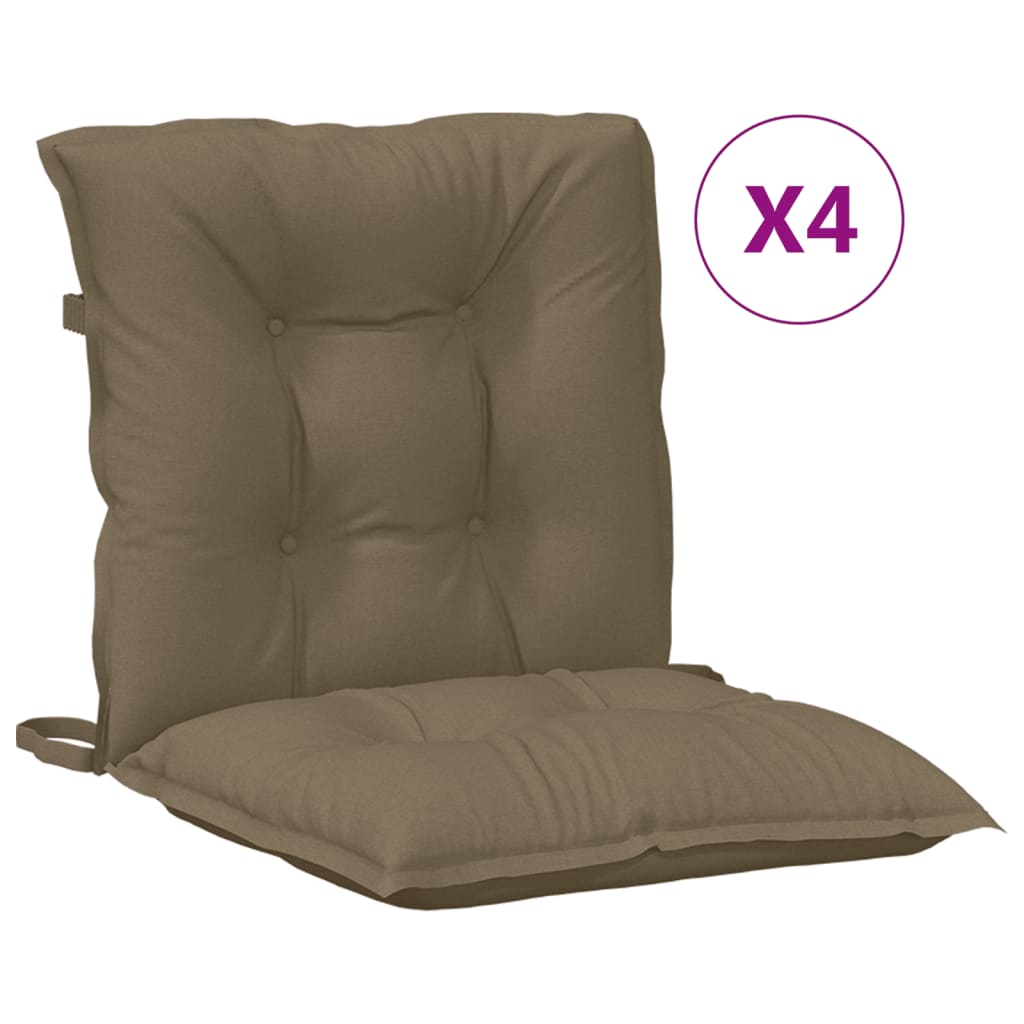 stolehynder med lav ryg 4 stk. 100x50x7 cm stof gråbrun