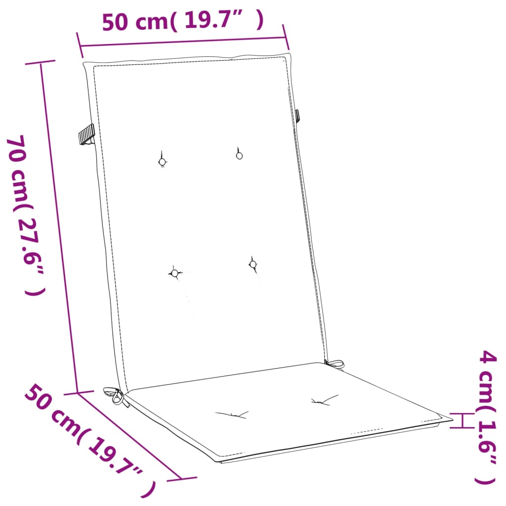 stolehynder med høj ryg 6 stk. 120x50x4 cm stof lysegrå
