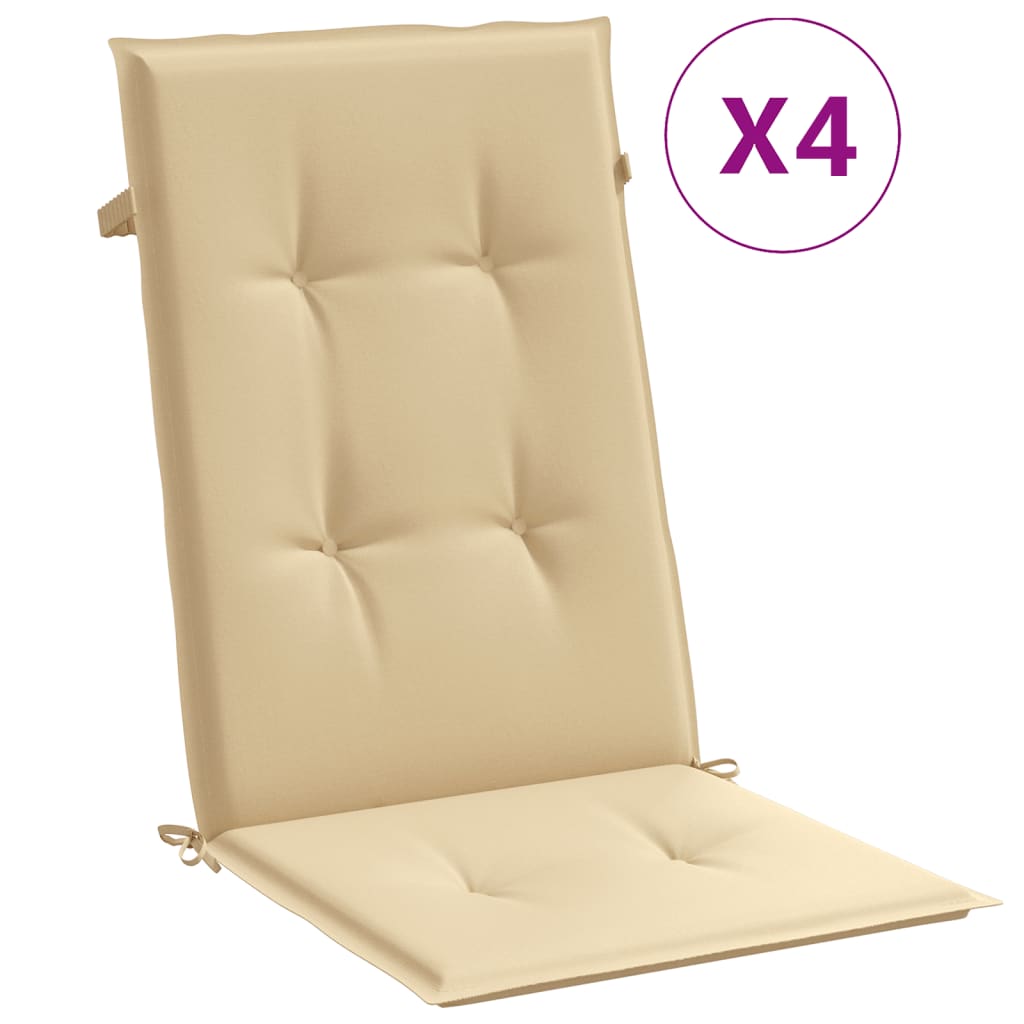 stolehynder med høj ryg 4 stk. 120x50x4 cm stof beige