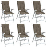 stolehynder med høj ryg 6 stk. 120x50x4 cm stof gråbrun