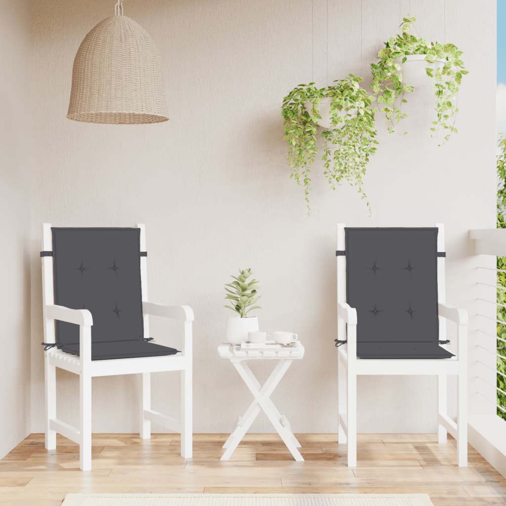 stolehynder med lav ryg 2 stk. 100x50x4 cm stof antracitgrå