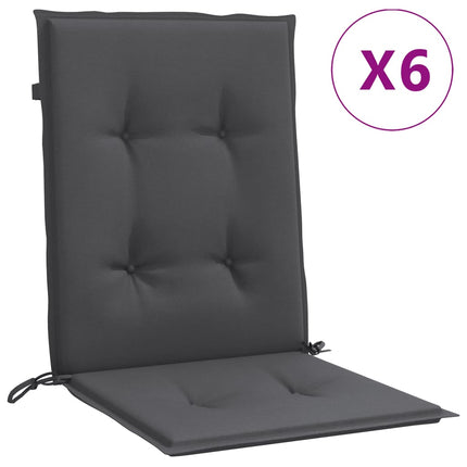 stolehynder med lav ryg 6 stk. 100x50x4cm stof antracitgrå