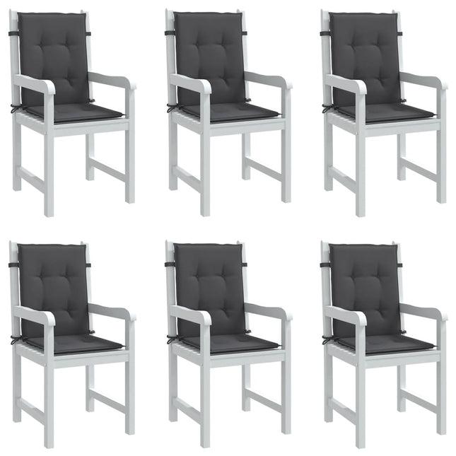 stolehynder med lav ryg 6 stk. 100x50x4cm stof antracitgrå