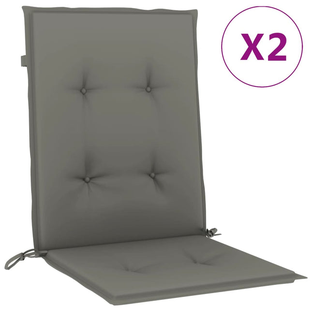 stolehynder med lav ryg 2 stk. 100x50x4 cm stof mørkegrå