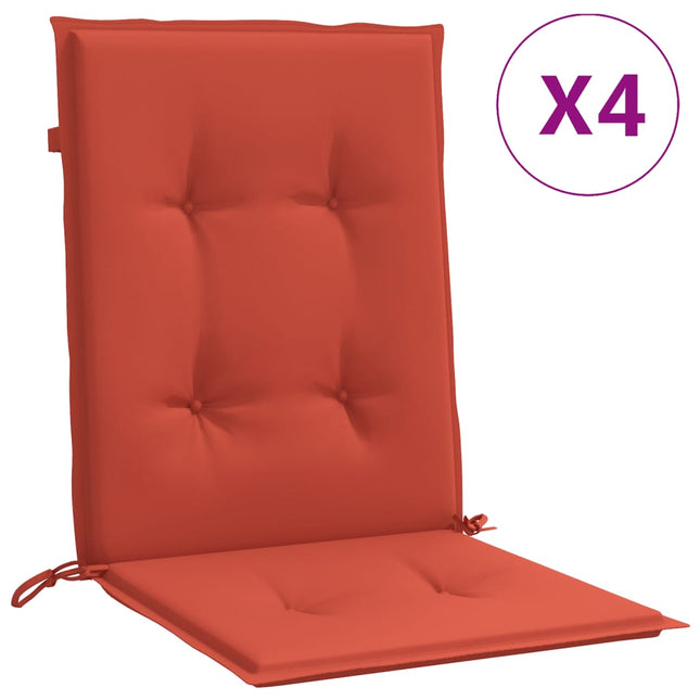 stolehynder med lav ryg 4 stk. 100x50x4 cm stof red