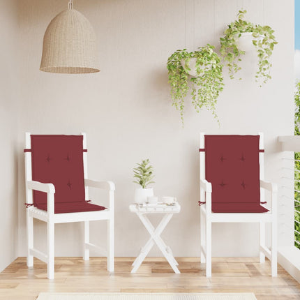 stolehynder med lav ryg 2 stk. 100x50x4 cm stof vinrød