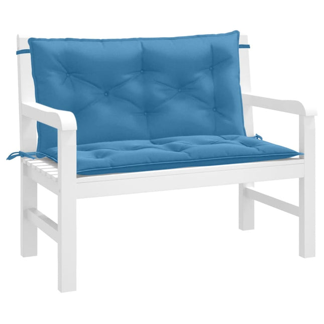 hynder til havebænk 2 stk. 100x50x7 cm stof meleret blå