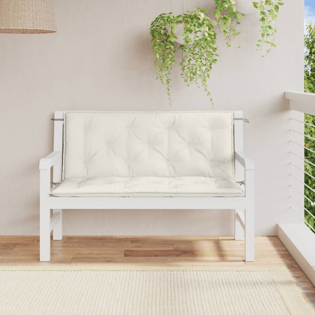hynder til havebænk 2 stk. 120x50x7 cm stof meleret cremefarvet