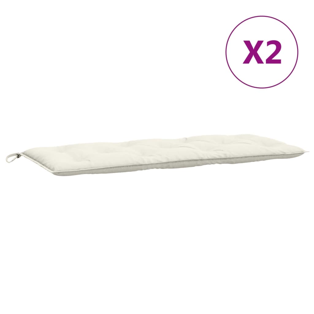 hynder til havebænk 2 stk. 120x50x7 cm stof meleret cremefarvet