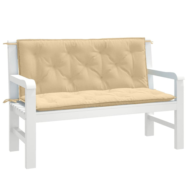 hynder til havebænk 2 stk. 120x50x7 cm stof meleret beige