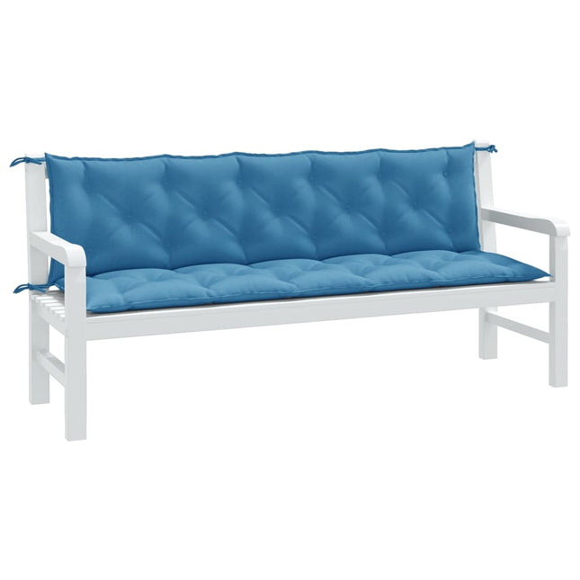hynder til havebænk 2 stk. 180x50x7 cm stof meleret blå