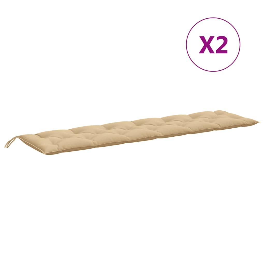hynder til havebænk 2 stk. 200x50x7 cm stof meleret beige