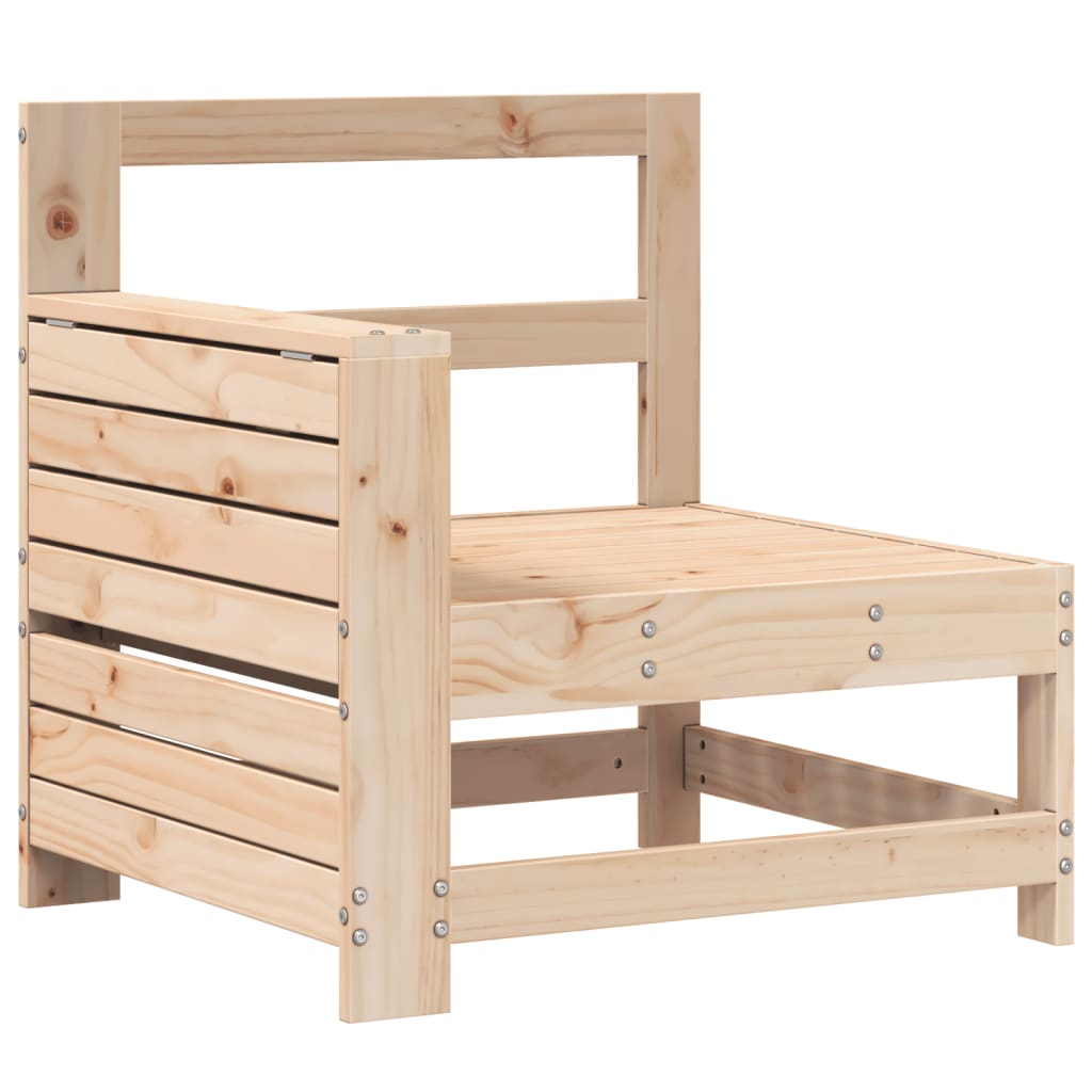 sofamodul med armlæn og sidebord massivt fyrretræ