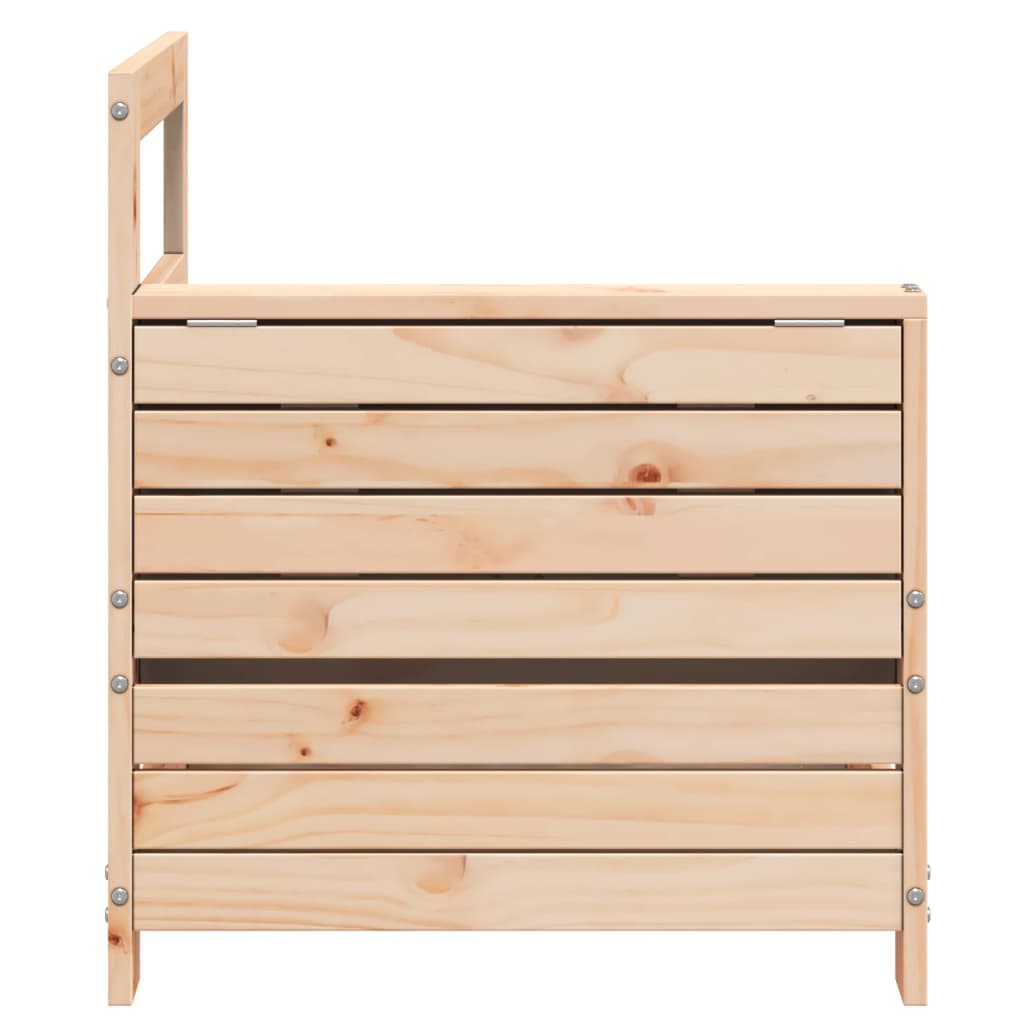sofamodul med armlæn og sidebord massivt fyrretræ