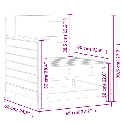 sofamodul med armlæn 69x62x70,5 cm imprægneret fyrretræ
