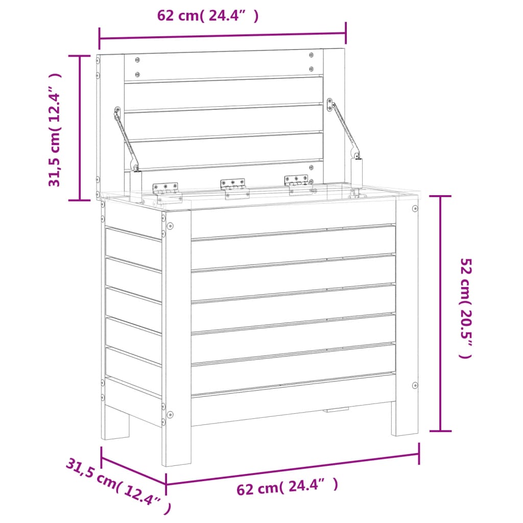 haveskammel 62x31,5x52 cm massivt fyrretræ