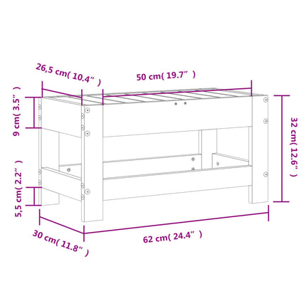 haveskammel 62x30x52 cm massivt fyrretræ hvid
