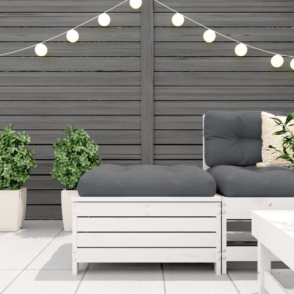 haveskammel 62x63,5x32 cm massivt fyrretræ hvid