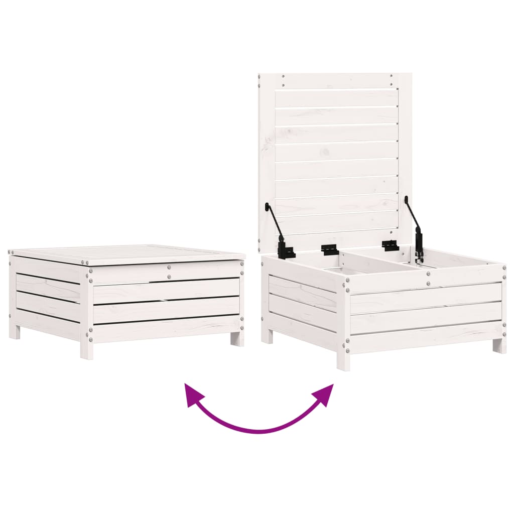 haveskammel 62x63,5x32 cm massivt fyrretræ hvid