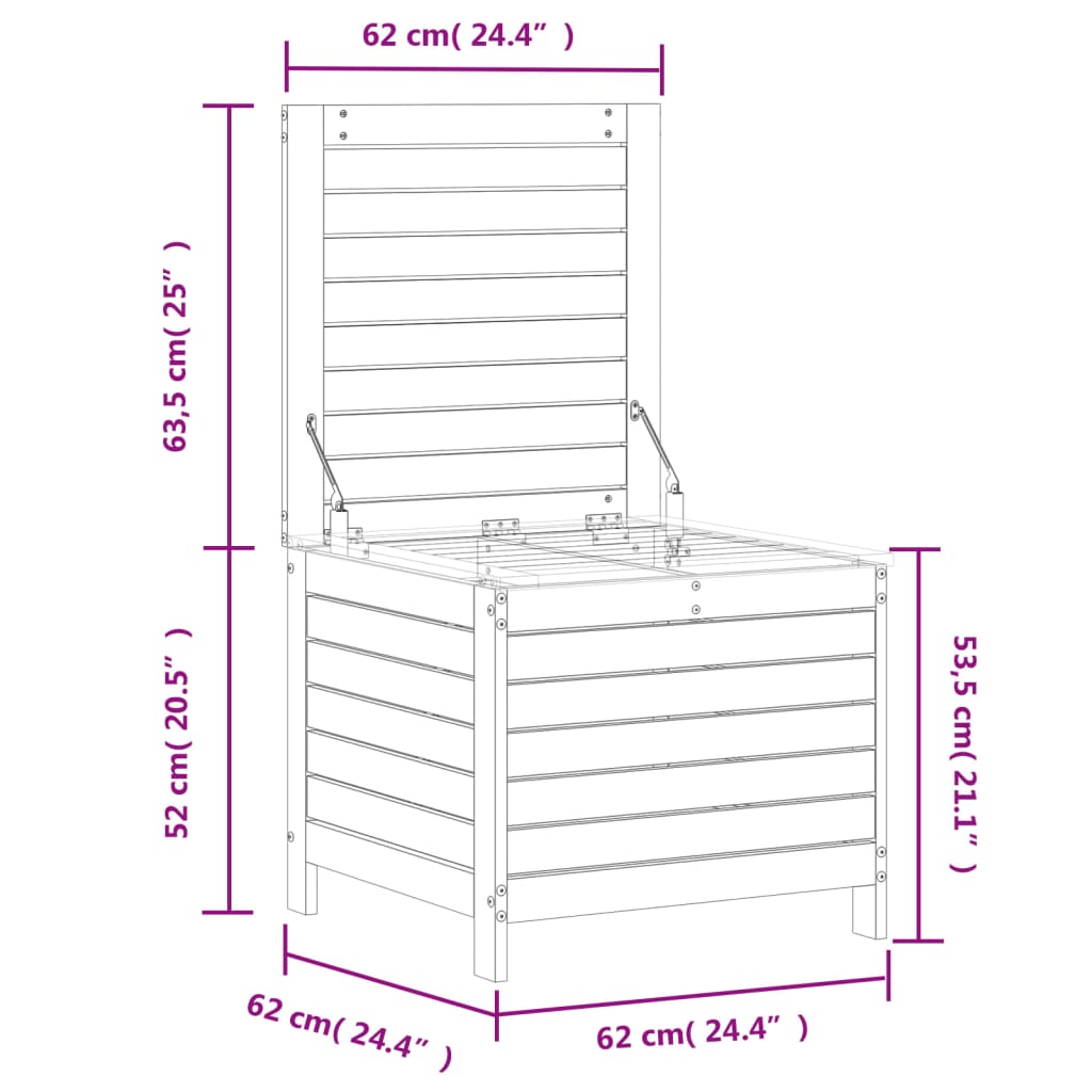 haveskammel 62x63,5x53,5 cm massivt fyrretræ