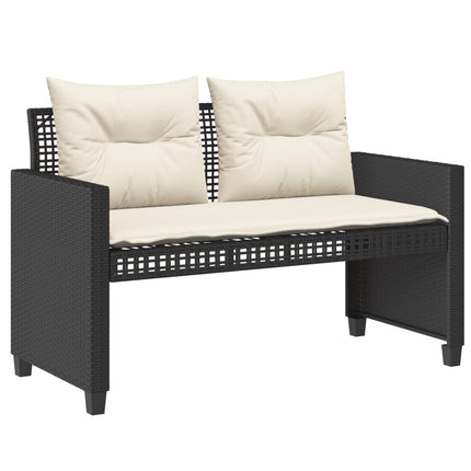 sofasæt til haven 4 dele med hynder polyrattan og glas sort