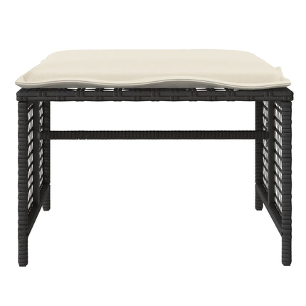 sofasæt til haven 4 dele med hynder polyrattan og glas sort