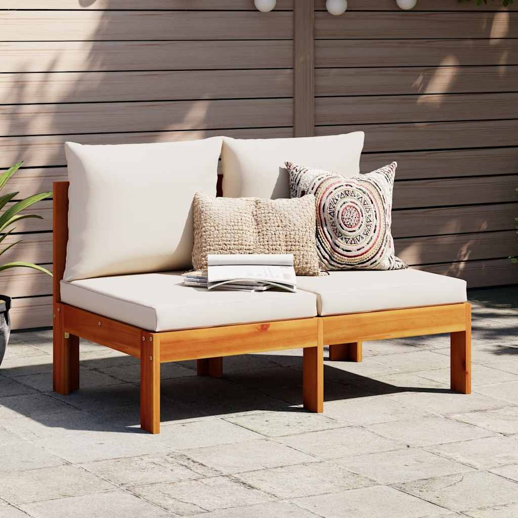 2-personers havesofa med hynder - massivt akacietræ, creme