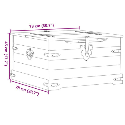 opbevaringsboks Corona 78x78x45 cm massivt fyrretræ