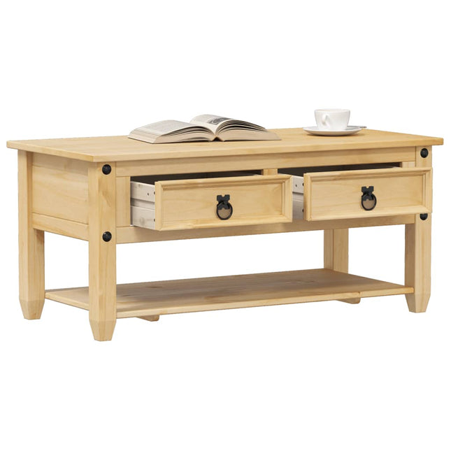 sofabord med skuffer Corona 100x48x45 cm massivt fyrretræ