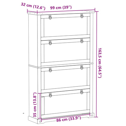 skoskab Corona 99x32x163,5 cm massivt fyrretræ