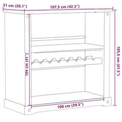 vinskab Corona 107,5x51x105,5 cm massivt fyrretræ