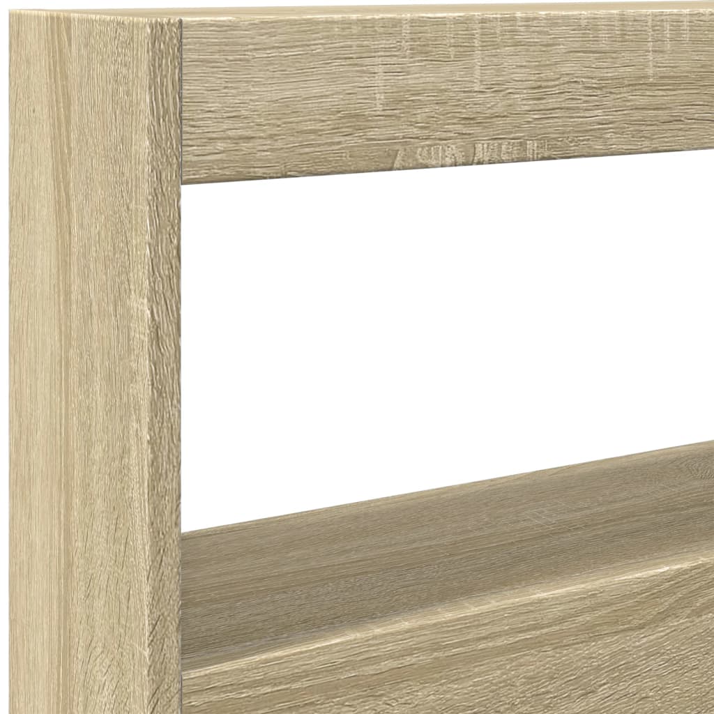 sengegavl med opbevaring og LED-lys 100x17x102 cm sonoma-eg