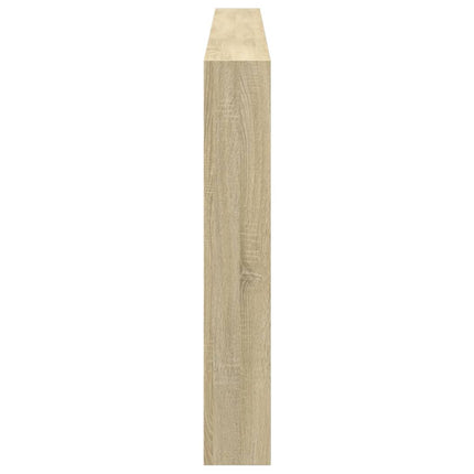 sengegavl med opbevaring og LED-lys 220x17x102 cm sonoma-eg