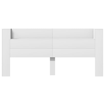 sengegavl med opbevaring og LED-lys 220x16,5x103,5 cm hvid