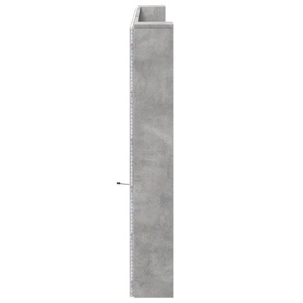 sengegavl med opbevaring og LED-lys 220x16,5x103,5 cm betongrå