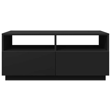 sofabord med LED-lys 90x49x40 cm sort