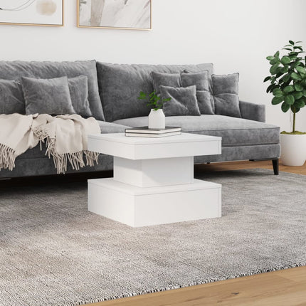 sofabord med LED-lys 50x50x40 cm hvid