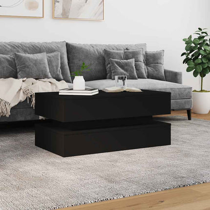 sofabord med LED-lys 90x50x40 cm sort