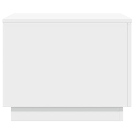 sofabord med LED-lys 50x50x40 cm hvid