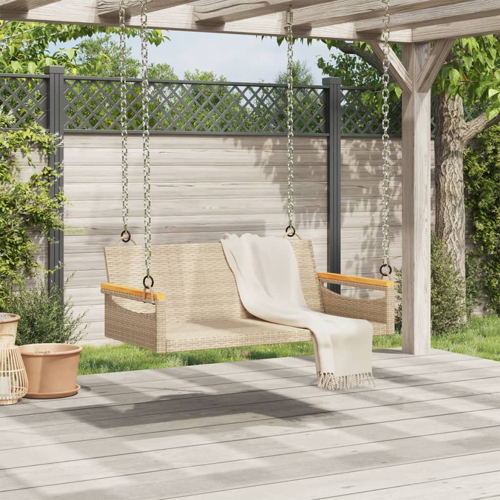 gyngebænk 109x62x40 cm polyrattan beige