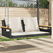 gyngebænk med hynder 109x62x40 cm polyrattan sort