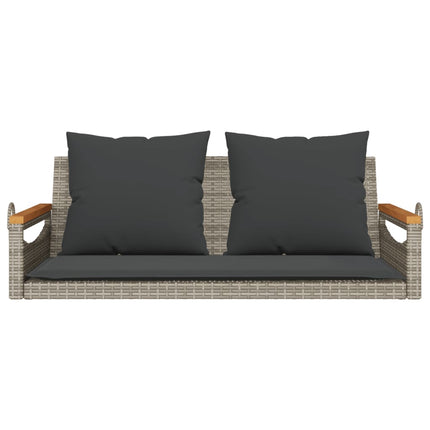 gyngebænk med hynder 109x62x40 cm polyrattan grå