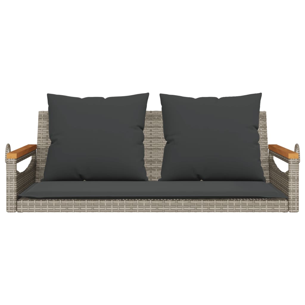 gyngebænk med hynder 109x62x40 cm polyrattan grå