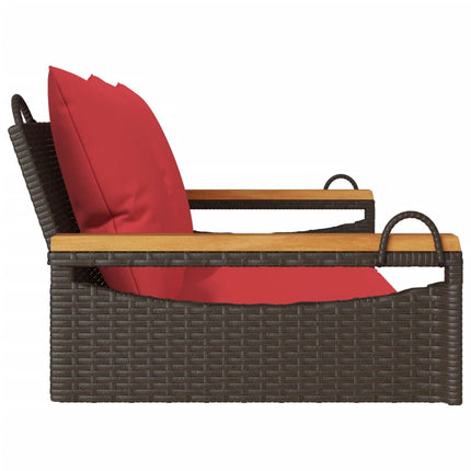 gyngebænk med hynder 109x62x40 cm polyrattan brun