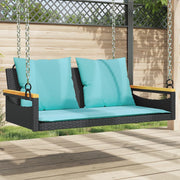 gyngebænk med hynder 109x62x40 cm polyrattan sort